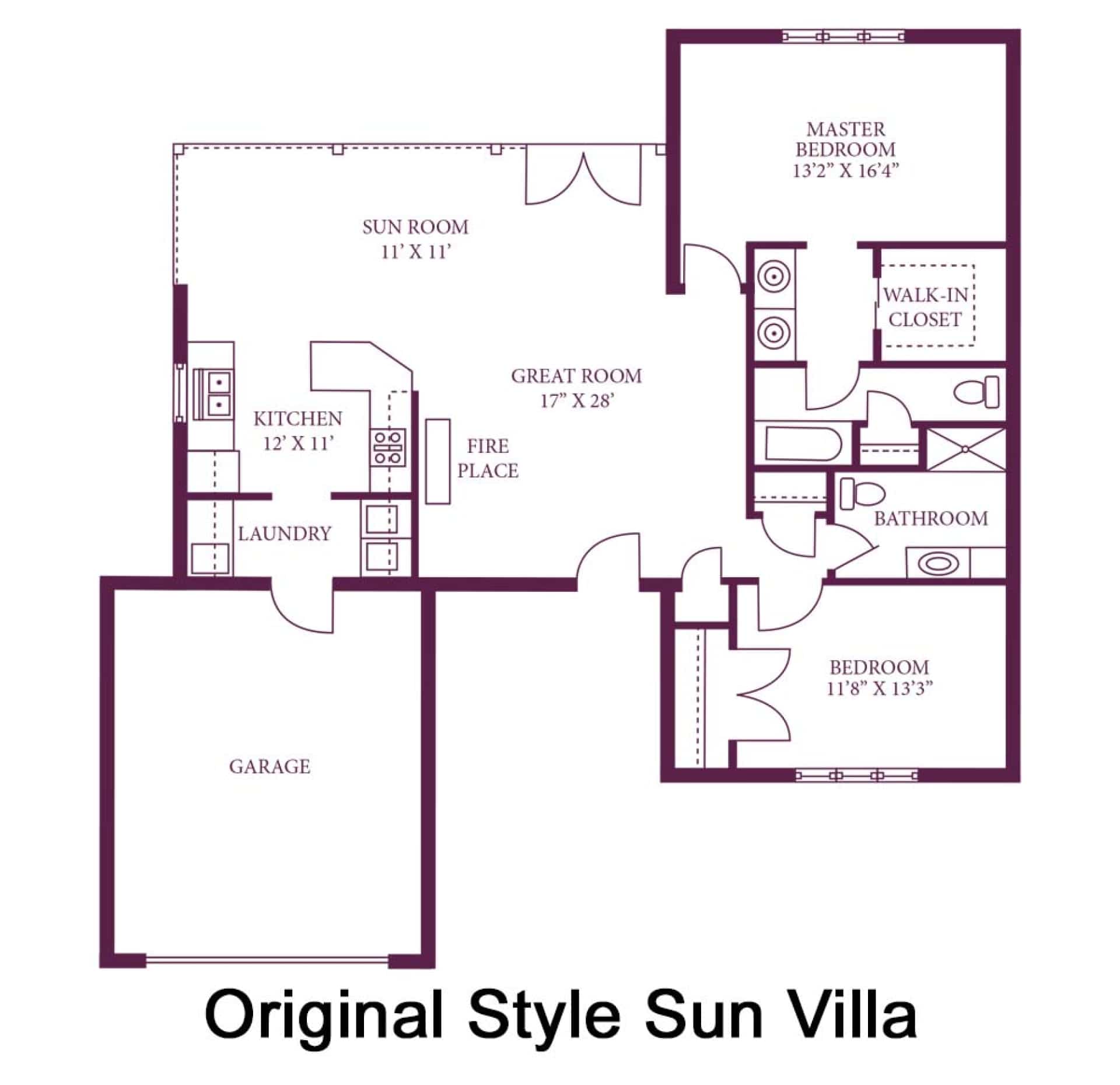 Floorplan for the Original Sun Villa